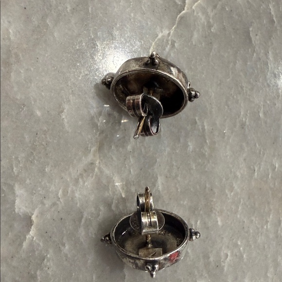 Konstantino Sterling Silver and 18K Gold Pierced Earrings with Garnets - Picture 2 of 3